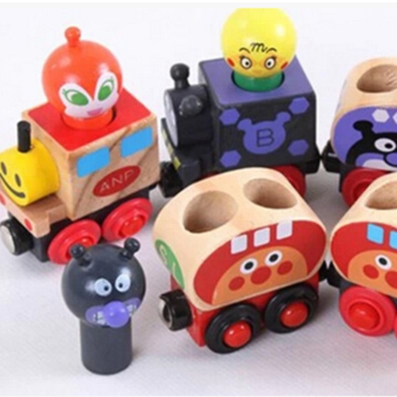 Set 6 Đồ Chơi Xe Lửa Anpanman Bằng Gỗ Có Nam Châm Giáo Dục Kỹ Năng Tay Cho Bé Trai