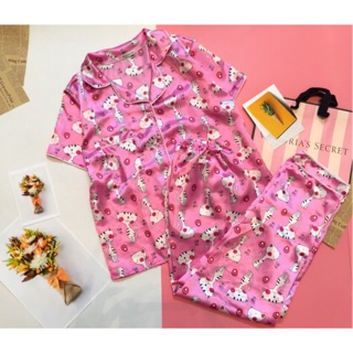 Bộ ngủ - pijama phi bóng - quần dài
