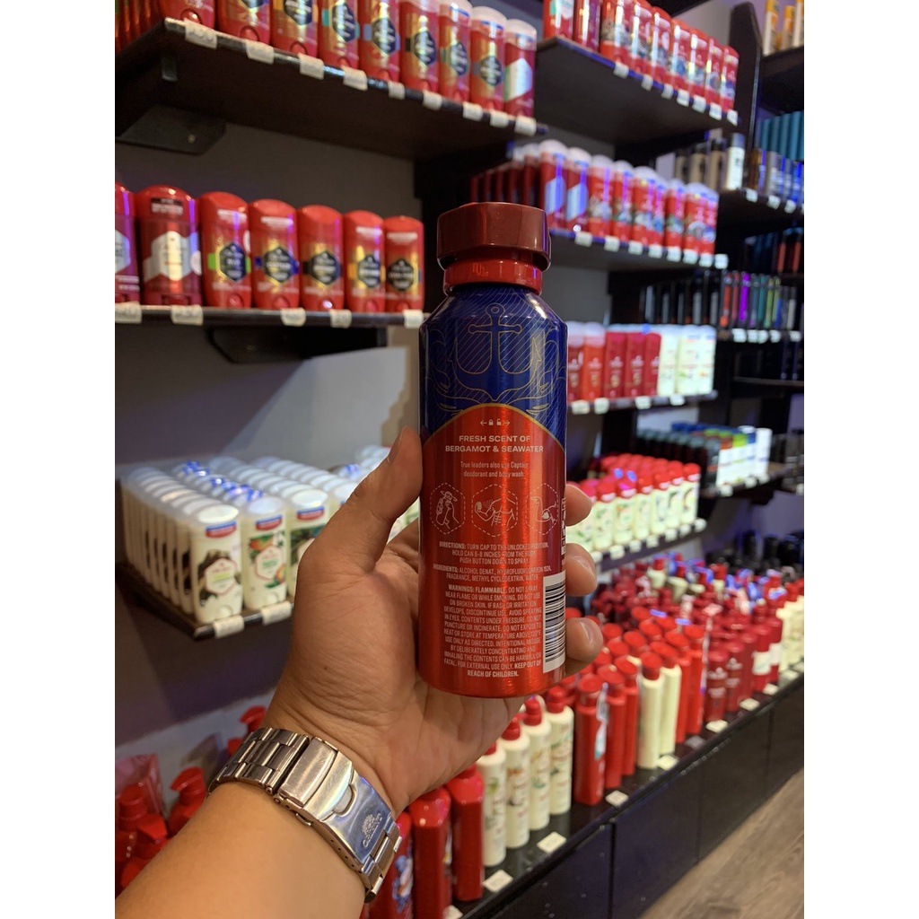 Xịt Khử Mùi Old Spice Captain Aluminum Free Body Spray Fresh Scent Of Water, Citrus & Subtle Green Notes 144Gr