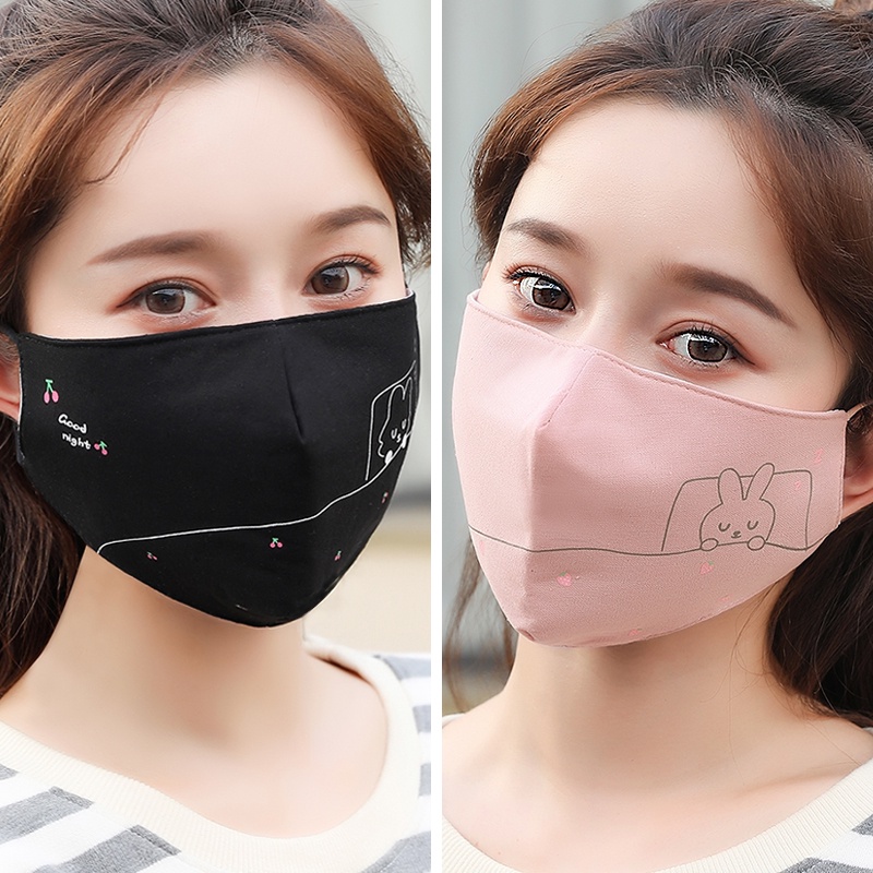 ❃Khẩu trang nữ thu đông vải cotton tinh khiết thời trang phiên bản hàn quốc cá tính dày dặn chống gió lạnh có thể giặt s