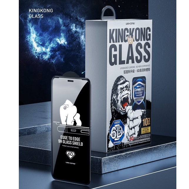 Kính Cường Lực KingKong WEKOME Chính Hãng Full MÀN Chống Vỡ Viền cho X/XsMax/11 12 13 14 15 ProMaxplus