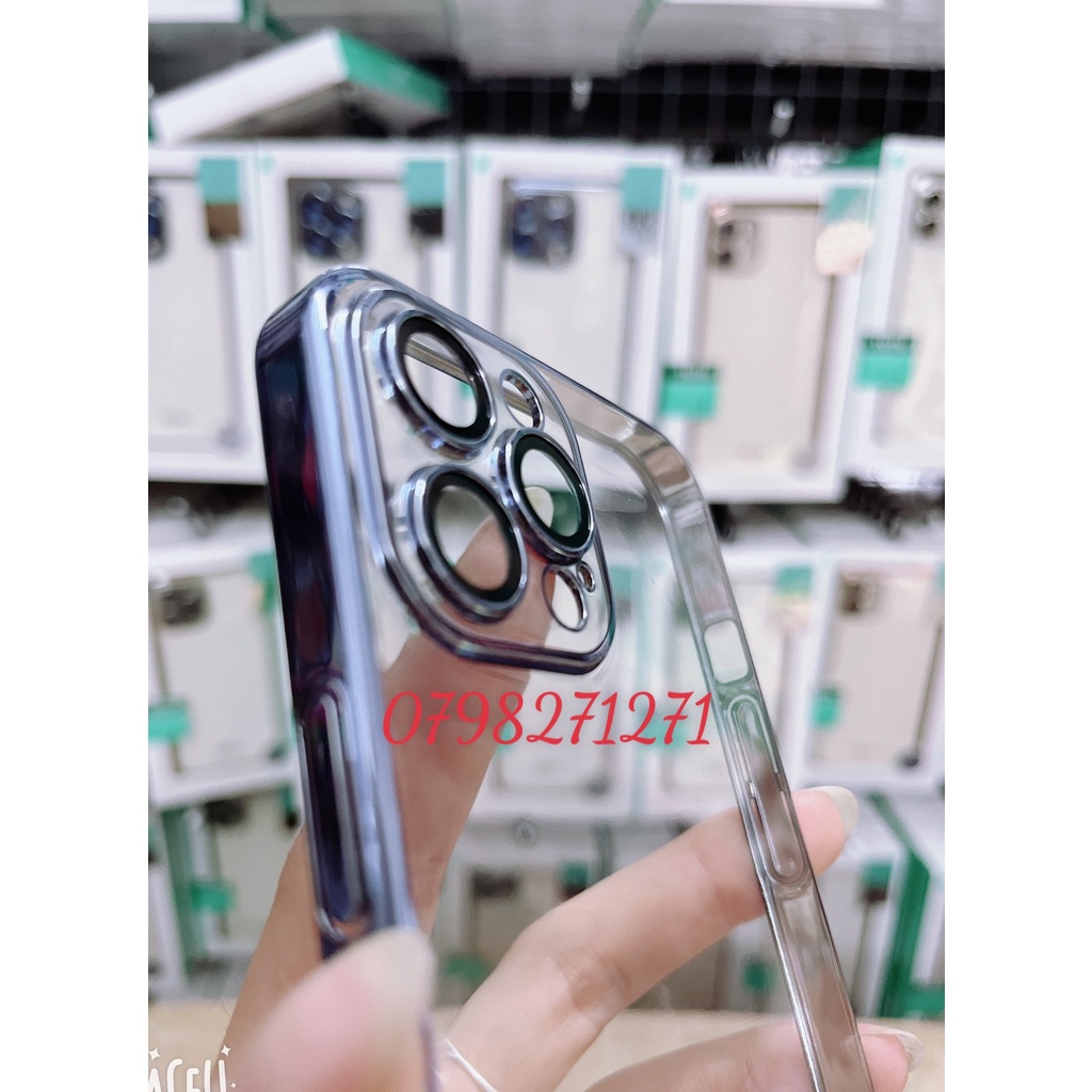 CHÍNH HÃNG Ốp cứng cao cấp X&amp;M Cực Đẹp lưng trong viền màu có lớp kính bảo vệ camera Iphone 12 13 14 PLUS PRO MAX
