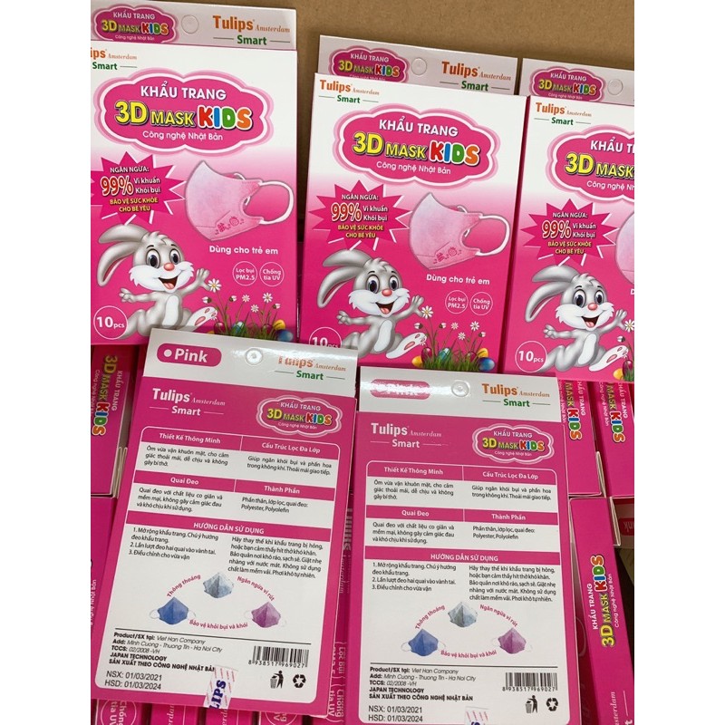 [CHÍNH HÃNG Tulips1-6 tuổi]Khẩu Trang Cho Bé Tulip 3D mask kids an Toàn Cho Bé,Khẩu trang y tế dùng cho trẻ em hộp 10c