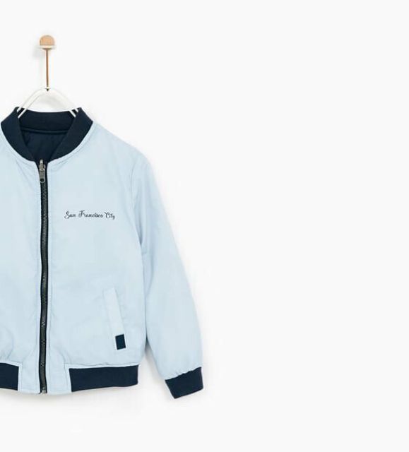 Áo phao zara bomber 2 mặt bé trai