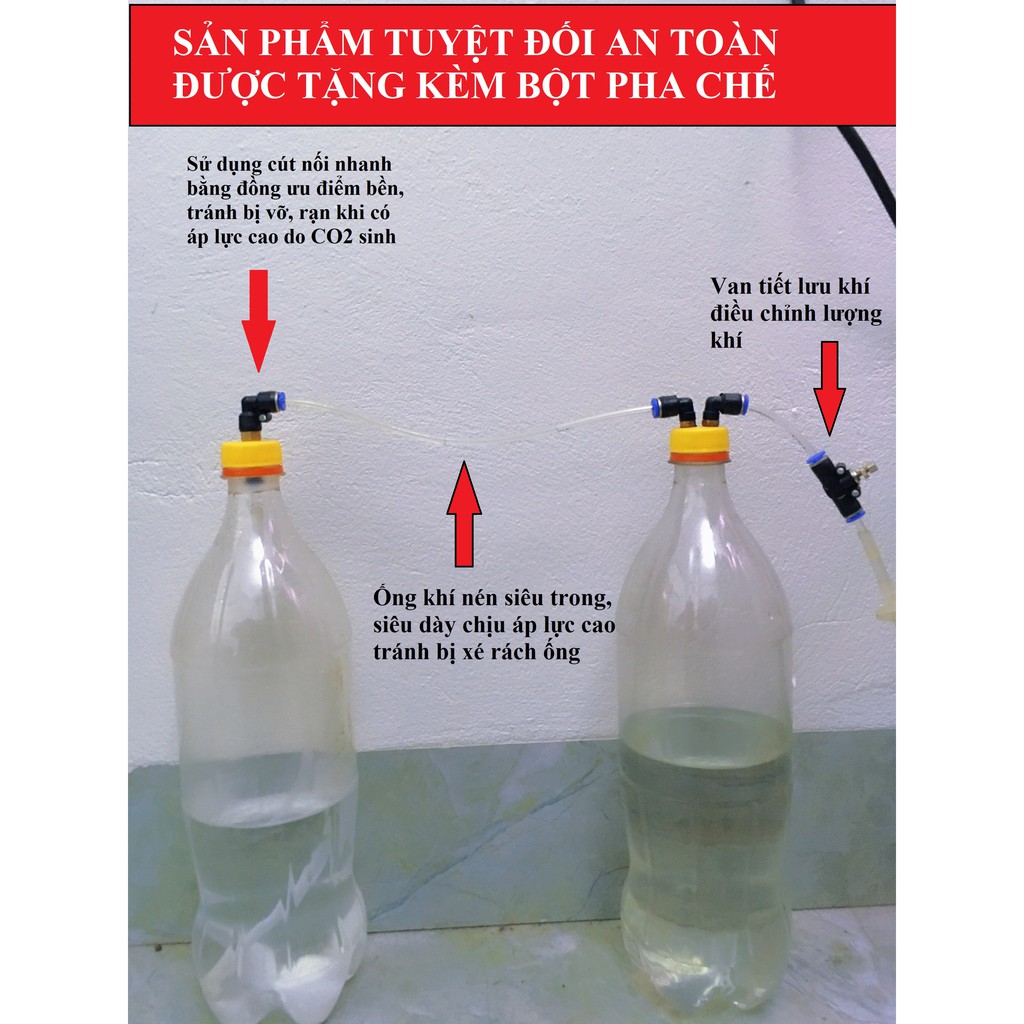Bộ Chế CO2 Đẹp Cơ Chế Chống Nổ Cho Bể Cá Cảnh Có Tặng Kèm Bột Pha Chế