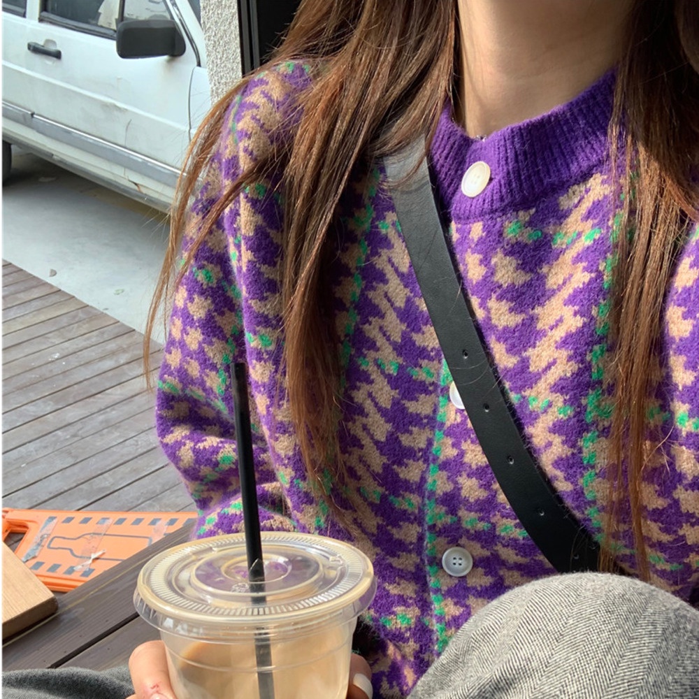 Áo cardigan dệt kim tay dài dáng rộng phong cách thời trang hàn quốc