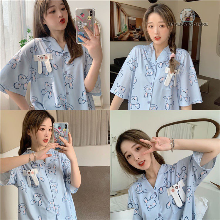 Bộ đồ ngủ dáng rộng hình thỏ dễ thương dành cho nữ