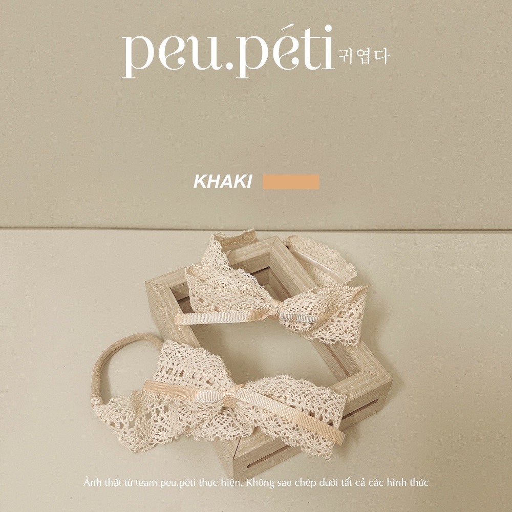 Turban hoặc Bờm Ren màu vintage cho bé thiết kế style Korea- peu.péti  🤎