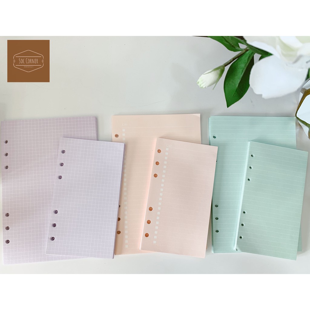 Giấy refill màu ruột sổ Planner 6 lỗ A5/A6 40 tờ