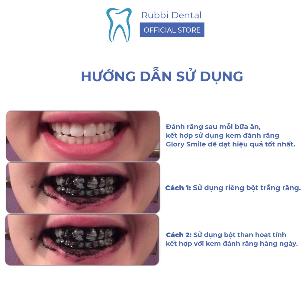 Bột Than Hoạt Tính GLORYSMILE chăm sóc sức khỏe răng miệng và đánh răng trắng loại bỏ mảng bám cao răng