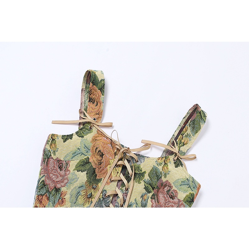 DUNEA Áo kiểu cột dây in họa tiết hoa phong cách Hàn Quốc thời trang cho nữ