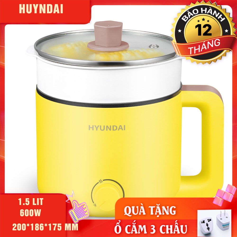 [Mã 254ELSALE giảm 7% đơn 300K] Nồi điện đa năng chống dính HUYNDAI 1.5L lẩu, chiên, xào...(tặng kèm ổ cắm 3 chấu)