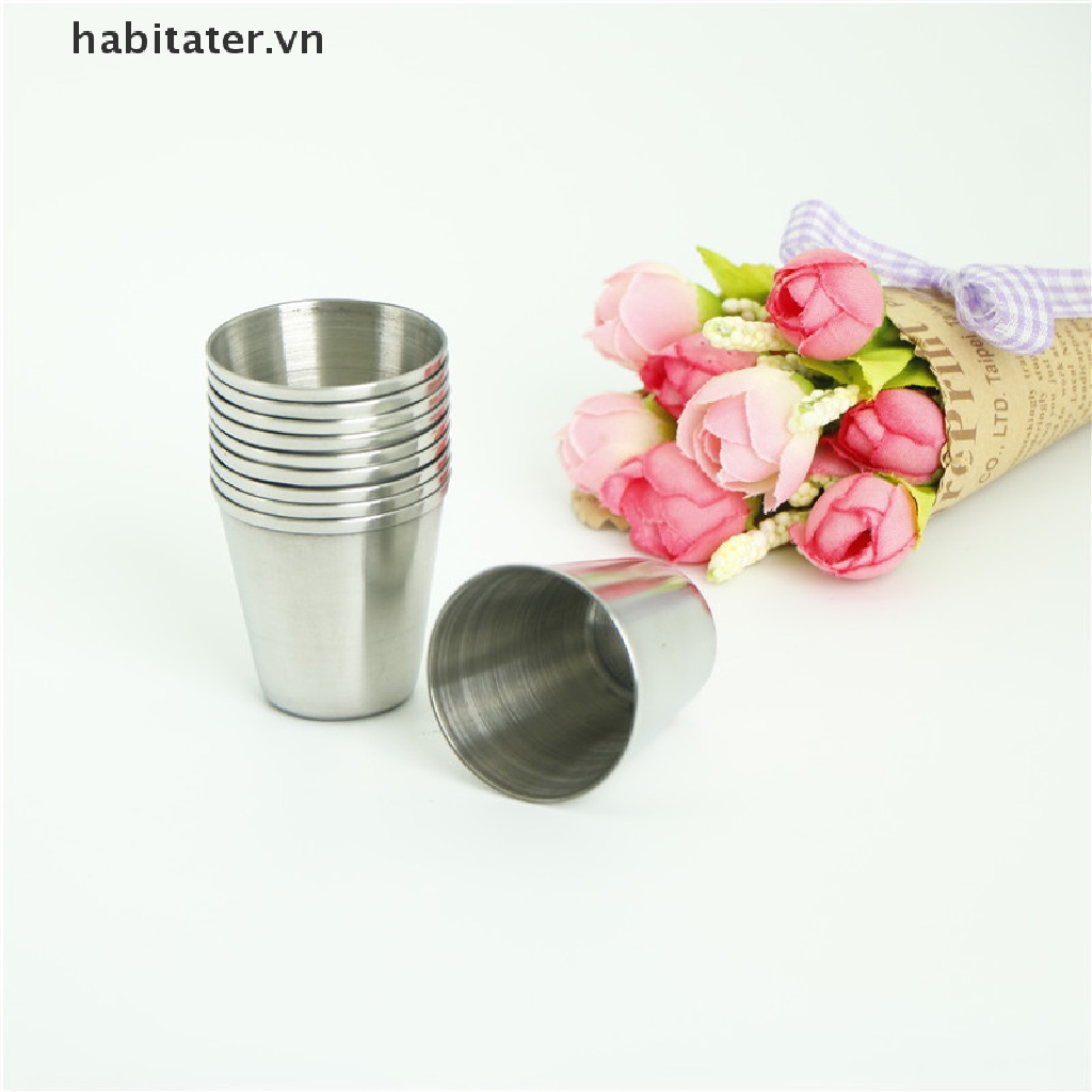 Set 10 Cốc Uống Rượu Bằng Thép Không Gỉ 30ml