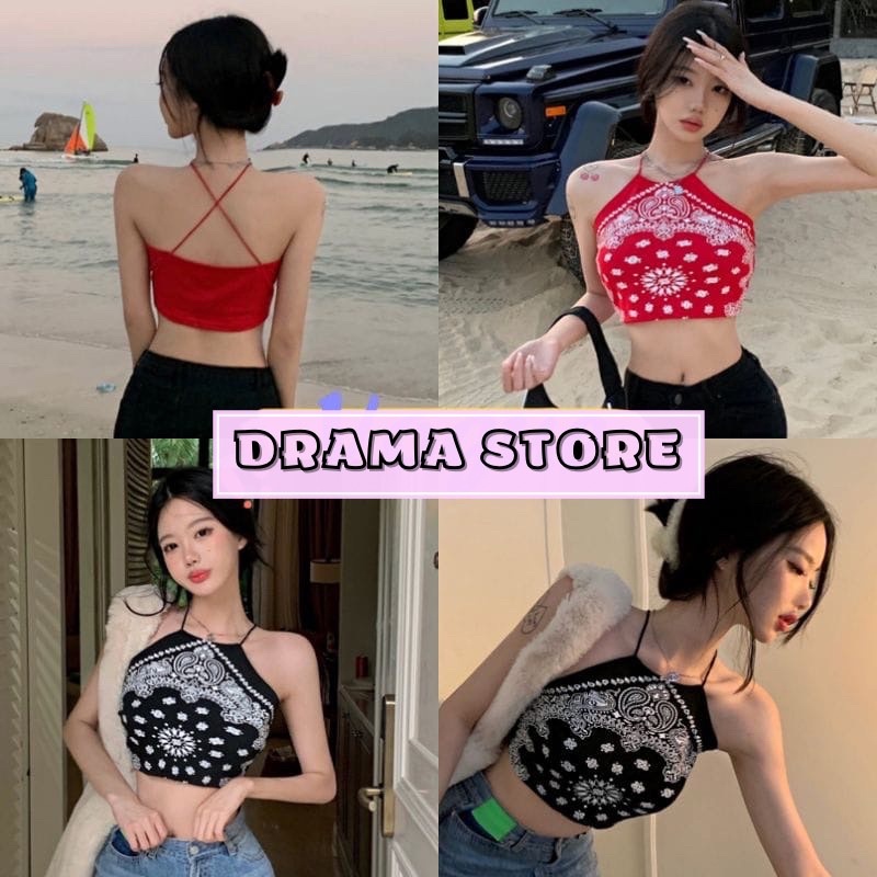 Áo yếm ngắn hở lưng phong cách Âu Mỹ thời trang retro mùa hè 2022
