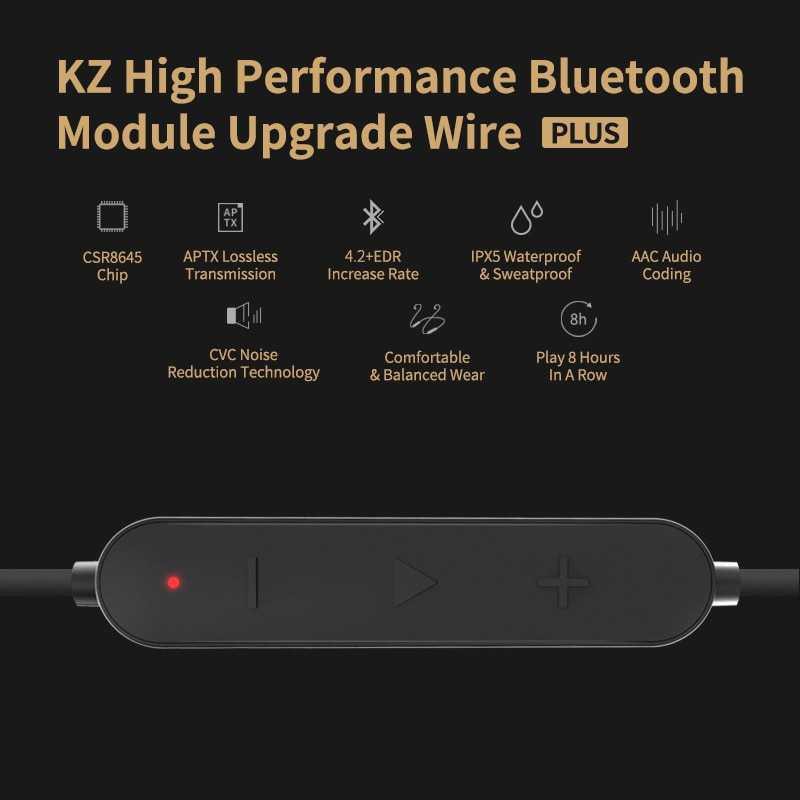 Dây Cáp Màu Đen Kz Bluetooth Aptx Cho Tai Nghe Kz-Zst / Zs10 / Es3 / Es4