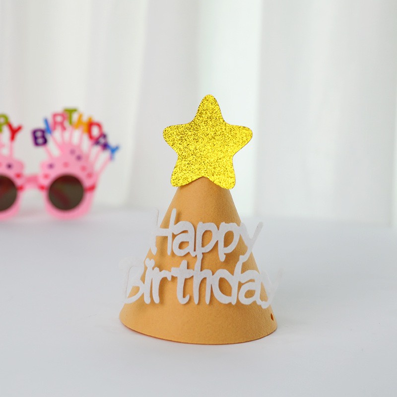 5 Mũ sinh nhật vải dạ HPBD phụ kiện sinh nhất