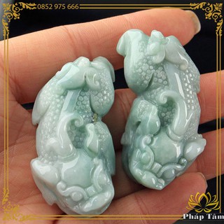 [Hiếm] Mặt Dây Chuyền Tịch Tà Tỳ Hưu Ngọc Miến Điện Jadeite Type A Trắng Xanh Cao Cấp - Tâm Phong Thủy