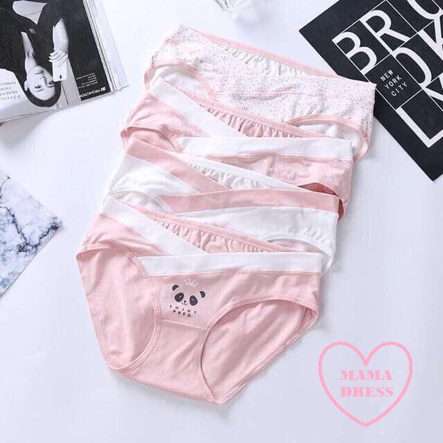 [3 NGÀY GIÁ SỐC] Set 4 QUẦN LÓT BẦU CẠP CHÉO EnjoyPreg MAMADRESS chất cotton co giãn 4 chiều cho mẹ bầu và sau sinh