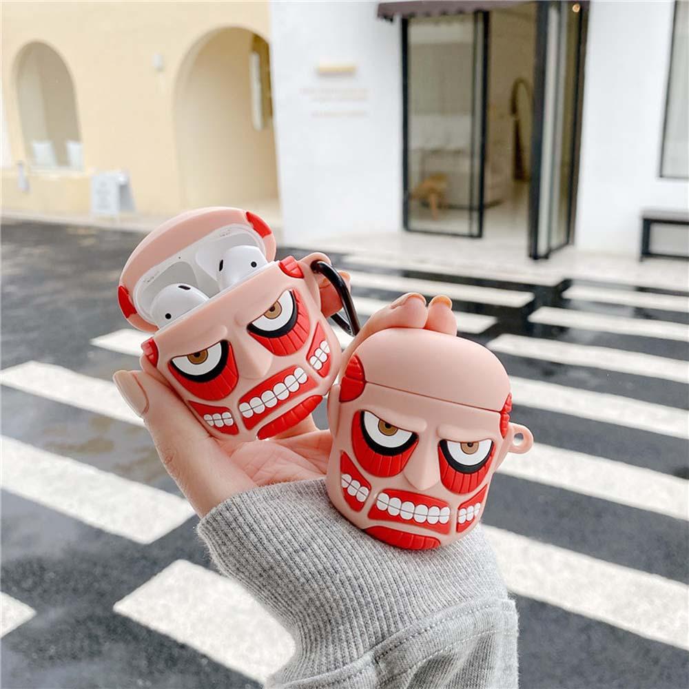 EPOCH Cartoon Attack on Titan 3D Earphone Accessories Earphone Cases Cute For Airpods 1 2 Charging Case Silicone Bluetooth Wireless Earphone Japanese Anime Earphon Protect cover/Multicolor