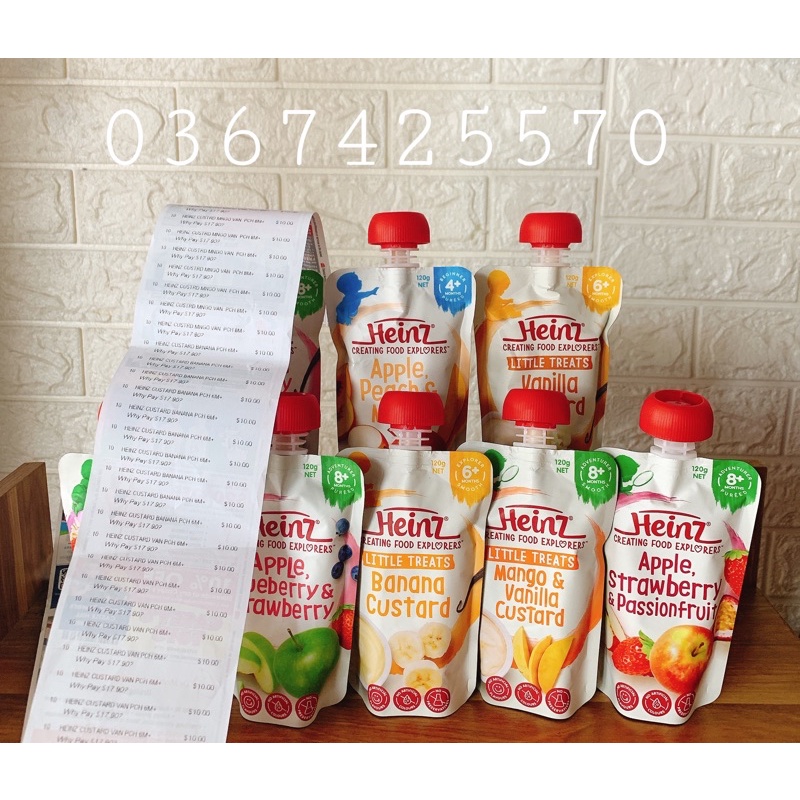 (Sỉ ✈️ đủ bill ) Váng sữa hoa quả nghiền Heinz Úc cho bé từ 6 tháng (120g)