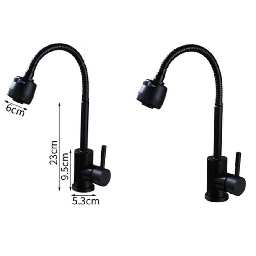 Vòi rửa bát dạng mềm màu đen Inox 304 | BigBuy360 - bigbuy360.vn