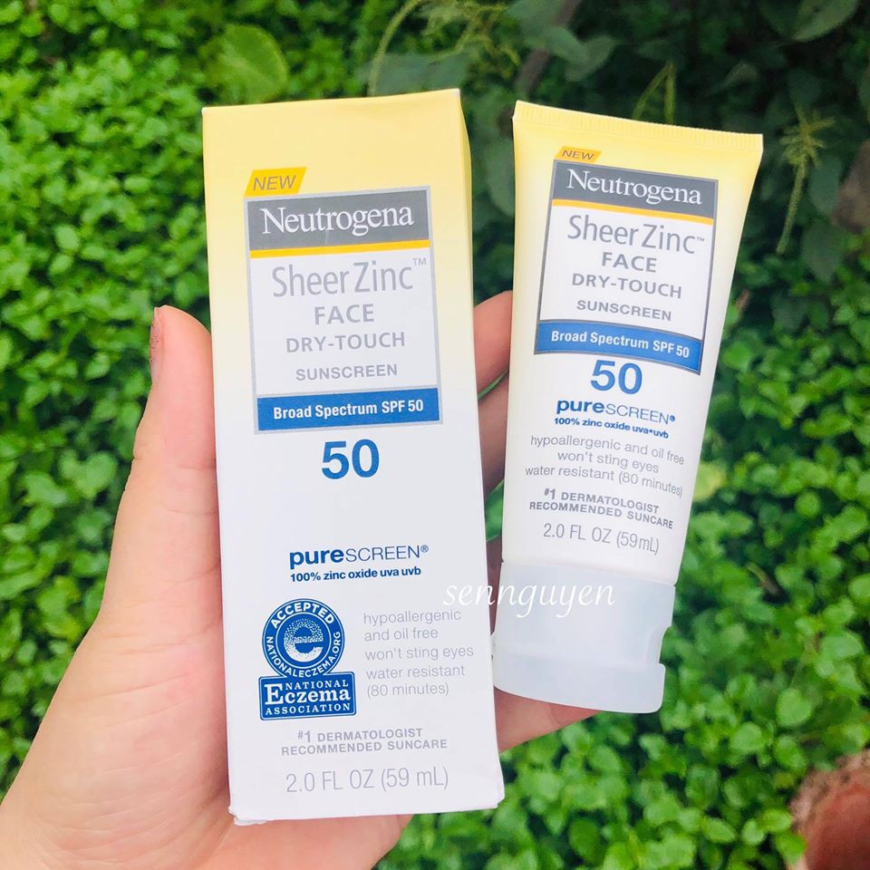 Kem chống nắng da mụn Neutrogena Sheer Zinc FACE Dry-Touch Suncreen Broad Spectrum SPF 50