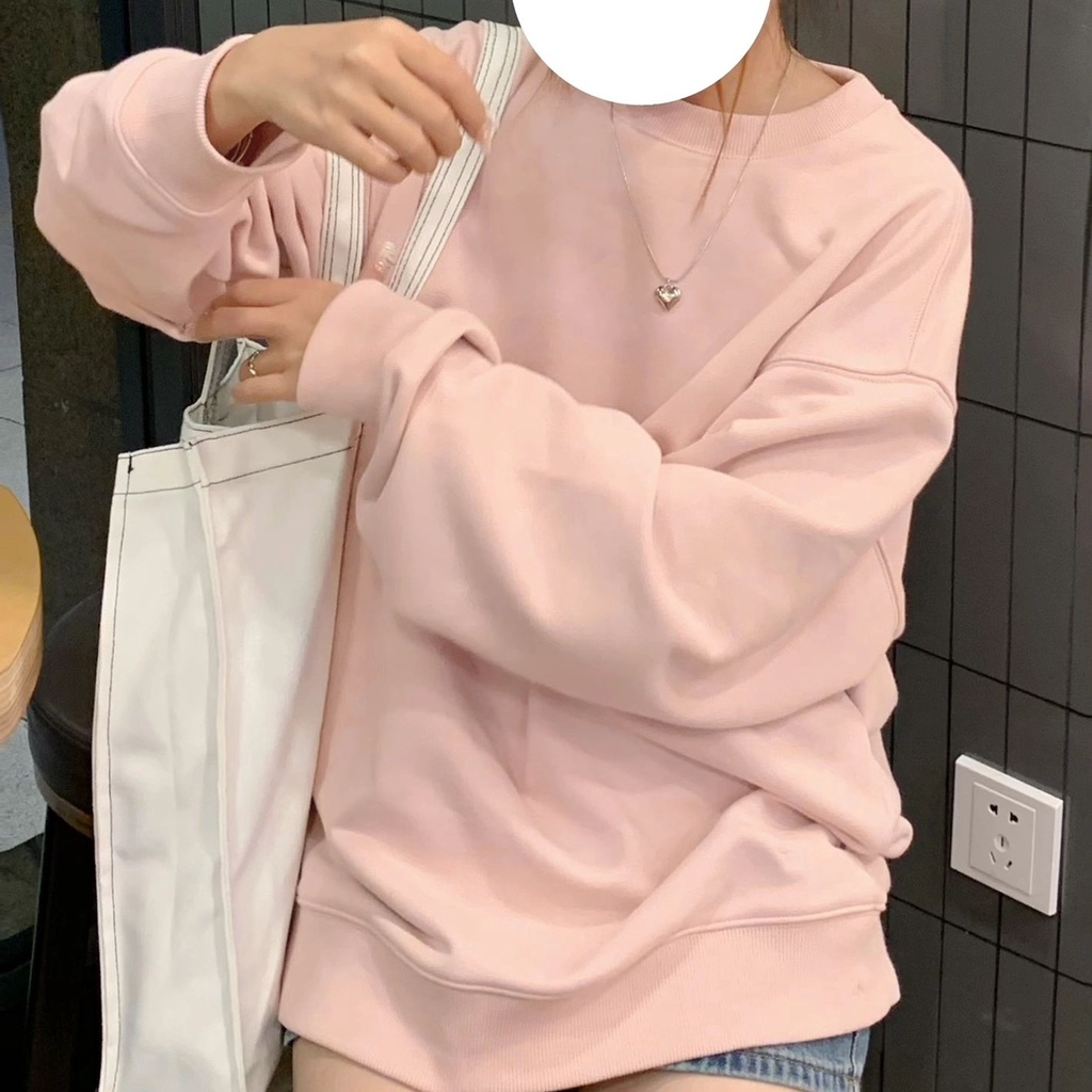 Áo sweater SUXI tay dài cổ tròn dáng rộng thời trang xuân thu dành cho nữ