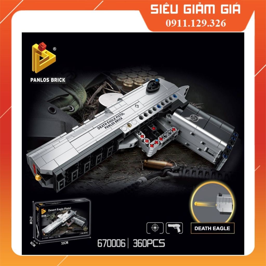 Lego Lắp Ráp Xếp Hình Mô Hình Đồ Chơi Desert Eagle Piston 360 Khối PANLOS670006