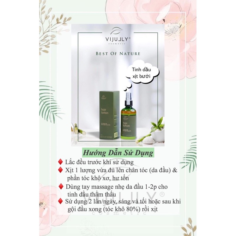 [100% Chính Hãng- Tặng 2 vòi xịt] Xịt tóc Tinh dầu bưởi VIJULLY kích mọc tóc nhanh, giảm rụng tóc , giúp tóc mau dài