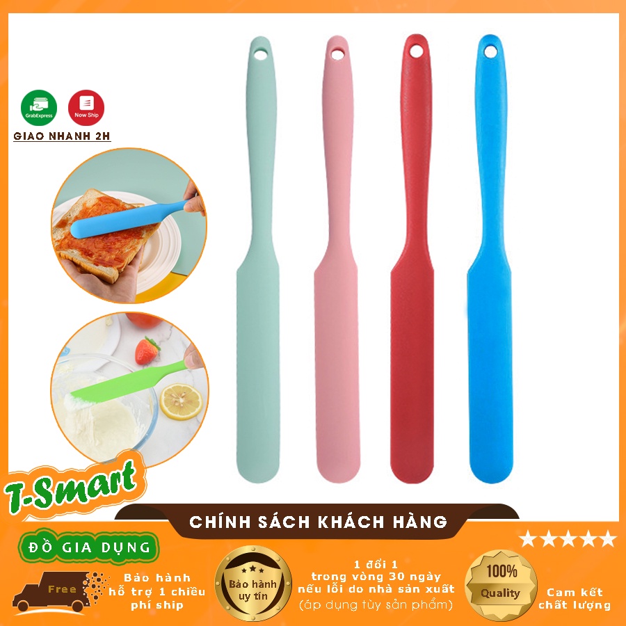 Que Chà Láng Bánh, Spatula Phới Silicon Dạng Thẳng Trộn Bột, Trét Kem, Trét Pate Dài 24Cm - Chịu Nhiệt Cao