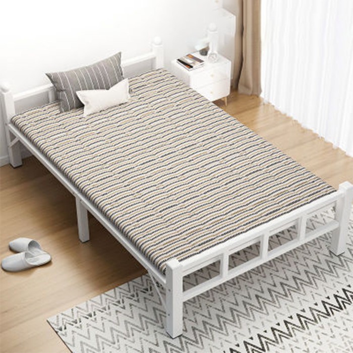 Giường gấp khung sắt kèm đệm 1m9 x 120 cm trắng giường đơn chắc chắn GUT007