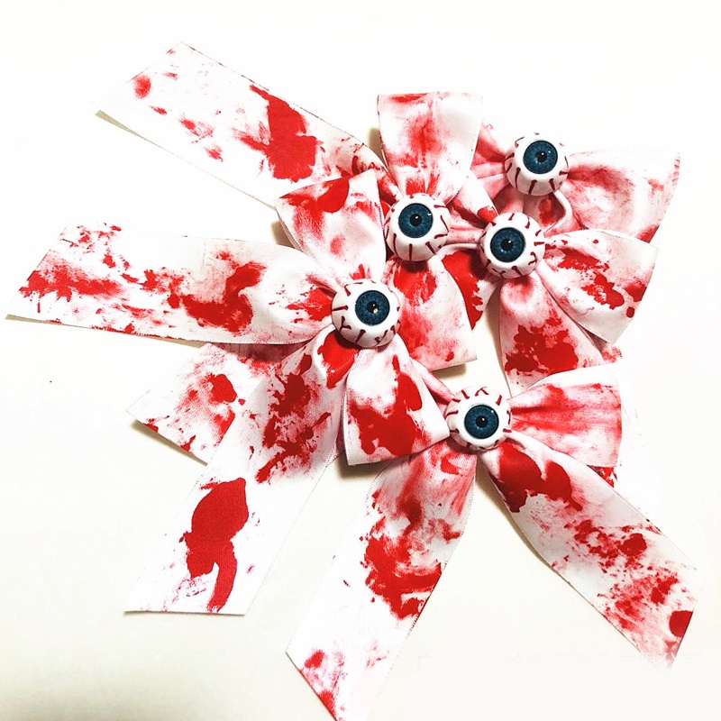 Kẹp Tóc Dài Đính Nơ Mắt Đáng Sợ Không Trơn Trang Trí Tóc