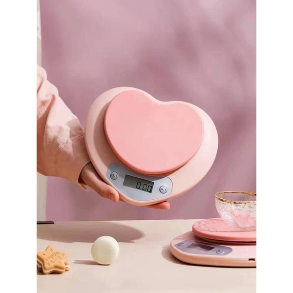 cân tiểu ly điện tử nhà bếp hình trái tim Kitchen Scale định lượng 1g - 5kg độ chính xác cao (tặng kèm pin)