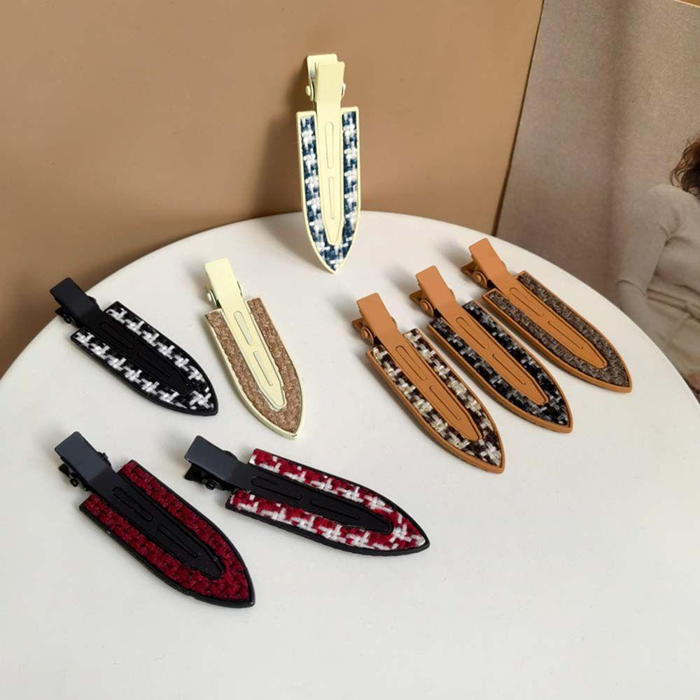 Kẹp Tóc Kim Loại Không Đường May Màu Trắng Đen Phong Cách Retro