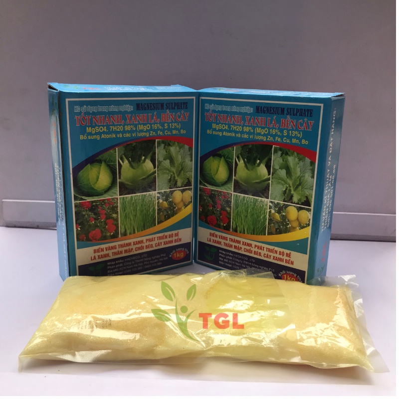 Phân Bón Lá MAGNESIUM SULPHATE, Tốt Nhanh, Xanh Lá, Bền Cây, Phát Triển Bộ Rễ, Lá Xanh - Gói 1kg