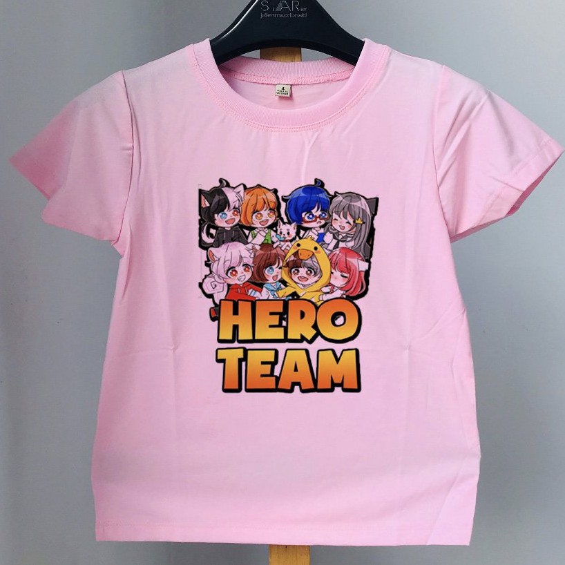 Áo thun bé gái Hero team màu hồng