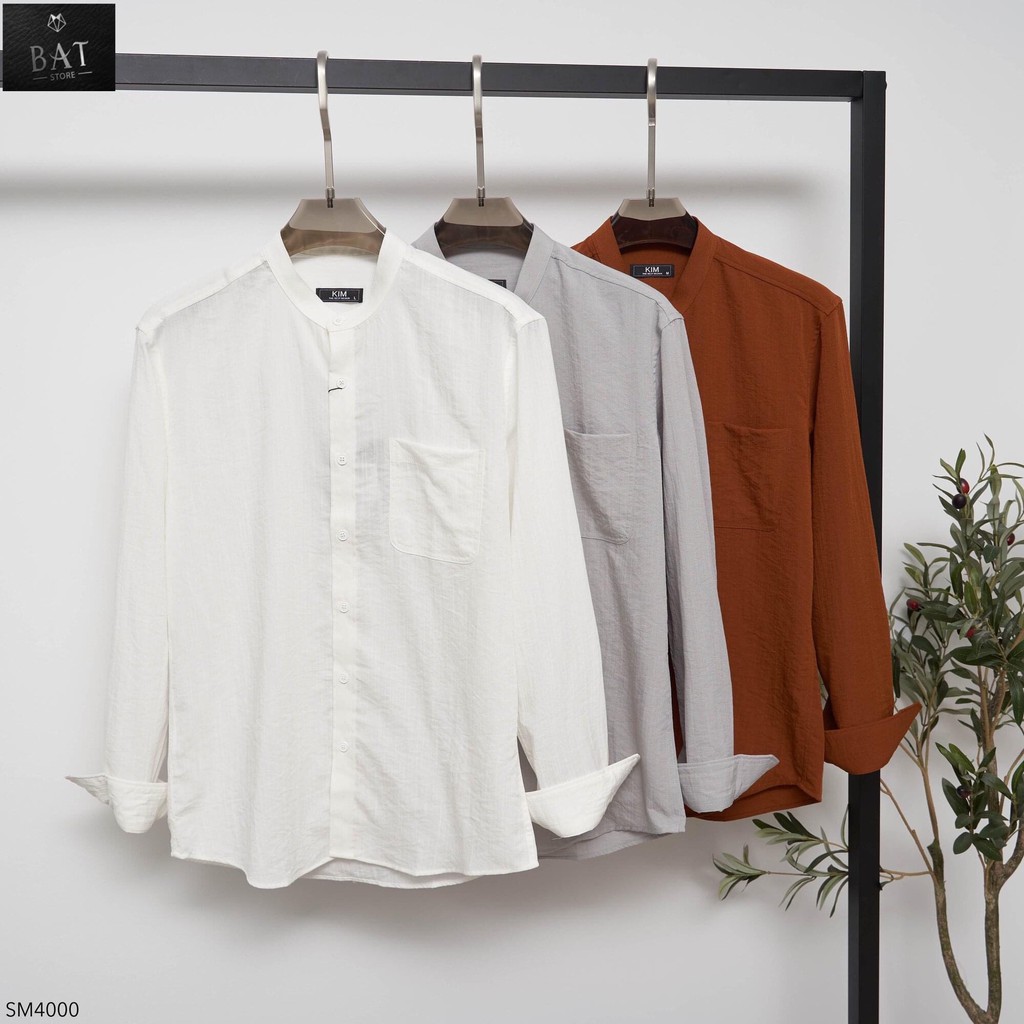 Sơ Mi Đũi Dài Tay Cổ Tàu Túi Ngực Nam Nữ, màu trắng ,Ghi ,Nâu ôm dáng thời trang trẻ | BigBuy360 - bigbuy360.vn