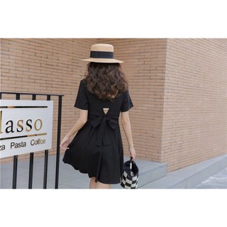 Đầm tay ngắn cột eo basic