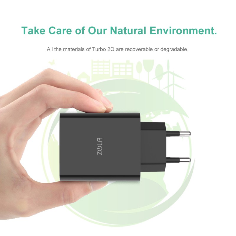 Cốc sạc Zola Turbo 2Q- 2 cổng USB, 25W, Sạc nhanh