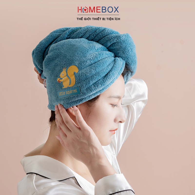 Khăn quấn tóc nhanh khô chất liệu vải cotton 2 lớp mềm mại thấm hút tốt, Khăn cuốn tóc ủ tóc lau khô siêu tốc có nút cài