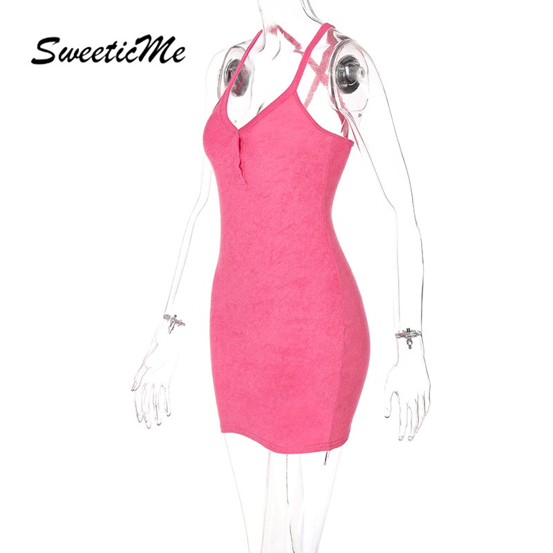 Đầm hai dây cổ chữ V ôm dáng phong cách quyến rũ thời trang dành cho nữ