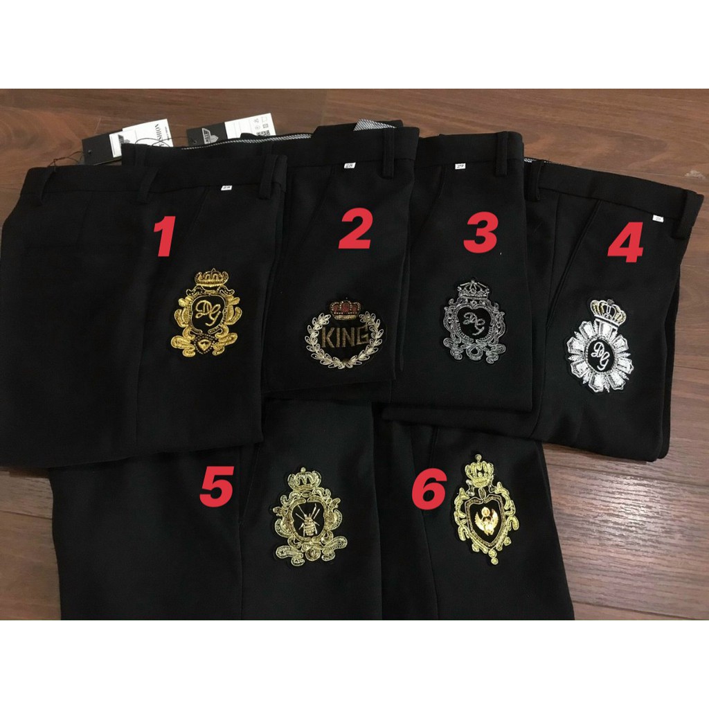 Quần âu nam đen thêu họa tiết con ong. Quần dài nam vải Tuyết Hàn nam vải giày không nhăn dáng ôm côn slimfit