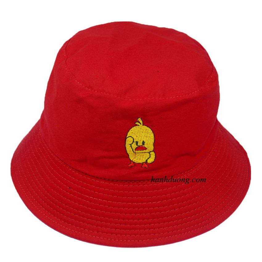Nón tai bèo thêu hình con vịt siêu dễ thương, đội được 2 mặt độc đáo mũ bucket con vịt vàng