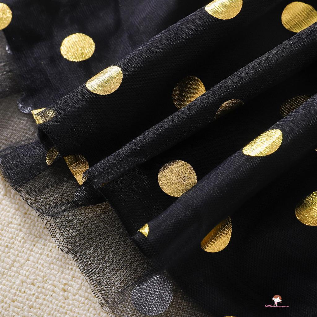 Đầm Tay Dài In Họa Tiết Mặt Bí Ngô Và Chấm Bi Đen Thời Trang Halloween Cho Bé Gái