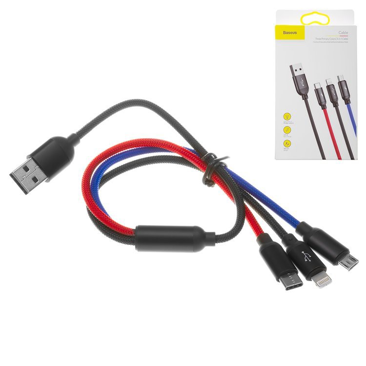 Cáp sạc đa năng siêu tốc 3 trong 1 Baseus dài 1,2 mét - chính hãng