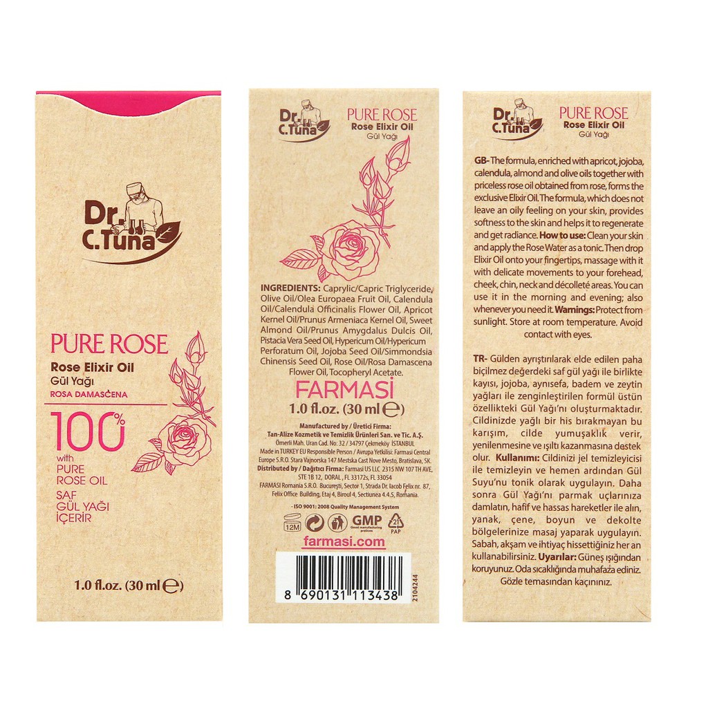 Dầu dưỡng tinh chất hoa hồng Farmasi Dr.C Tuna Pure Rose Elixir Oil 30ml