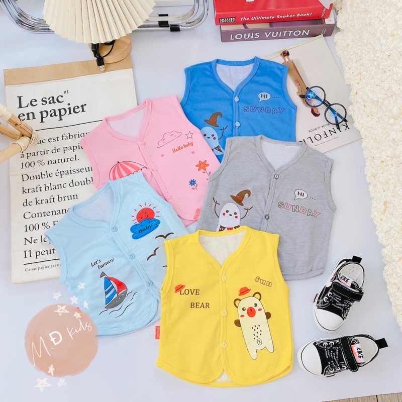 Áo gile cotton sơ sinh 2 lớp (4-12kg)