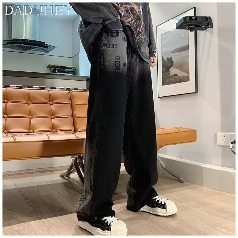 Quần jeans ống đứng rộng phong cách đường phố retro thời trang mùa thu cho nam