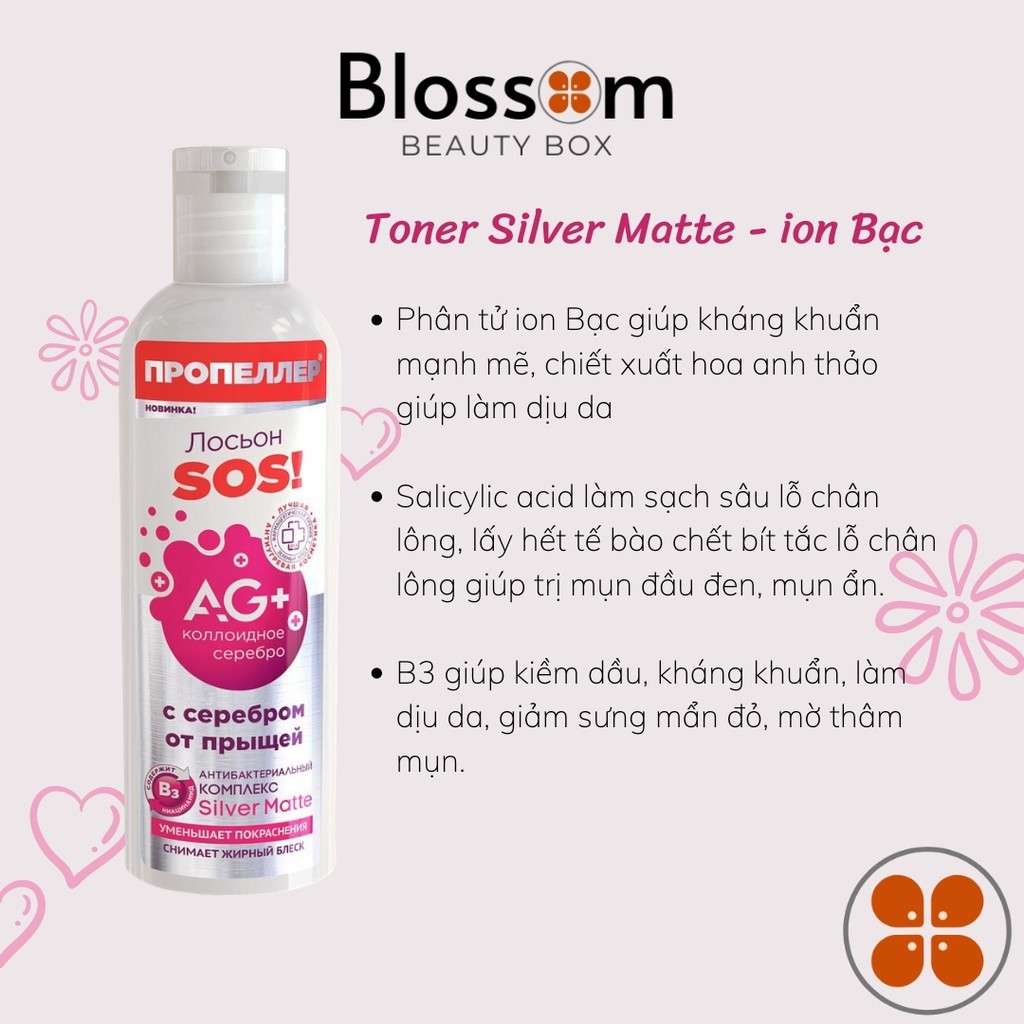 Propeller Toner cho da mụn Silver Matte ion bạc