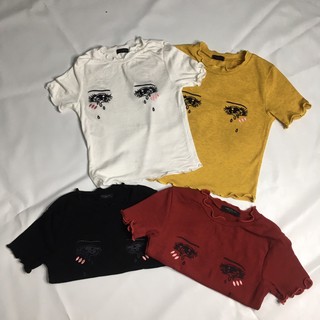 Áo thun tay ngắn cổ tròn con mắt Crop top 40k 35-50kg